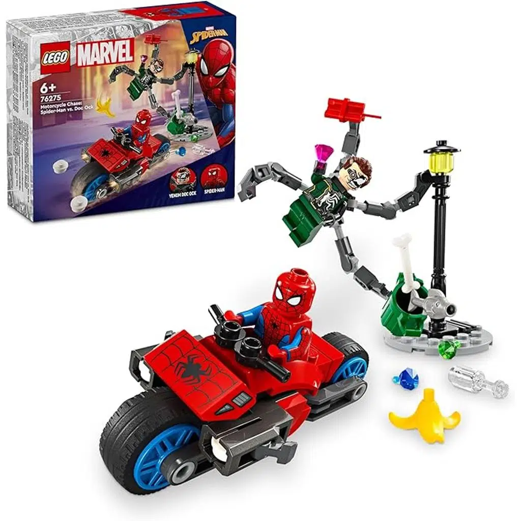 Lego 76275 Marvel Motosiklet Takibi Örümcek Adam Doktor Oktopus'a Karşı