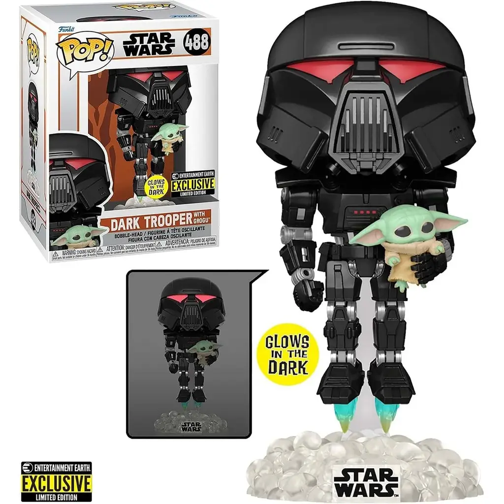 Funko POP Figür - Star Wars: Mandalorian - Dark Trooper withChild Glow İn Dark Special Edition